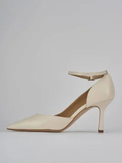 Décolleté e slingback tacco 7cm pelle bianco