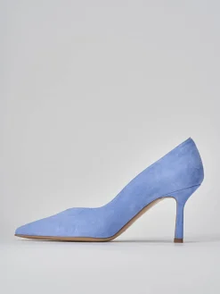 Décolleté e slingback tacco 7cm camoscio jeans
