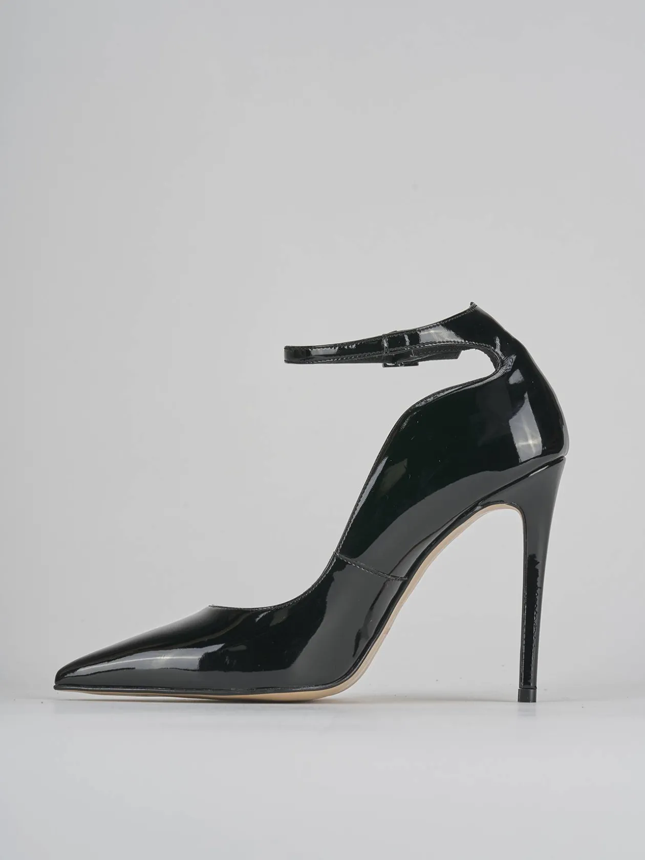 Décolleté e slingback tacco 11cm vernice nero