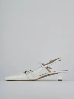 Décolleté e slingback tacco 3cm vernice bianco