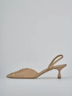 Décolleté e slingback tacco 5cm pelle marrone