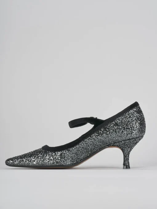Décolleté e slingback tacco 5cm pelle argento