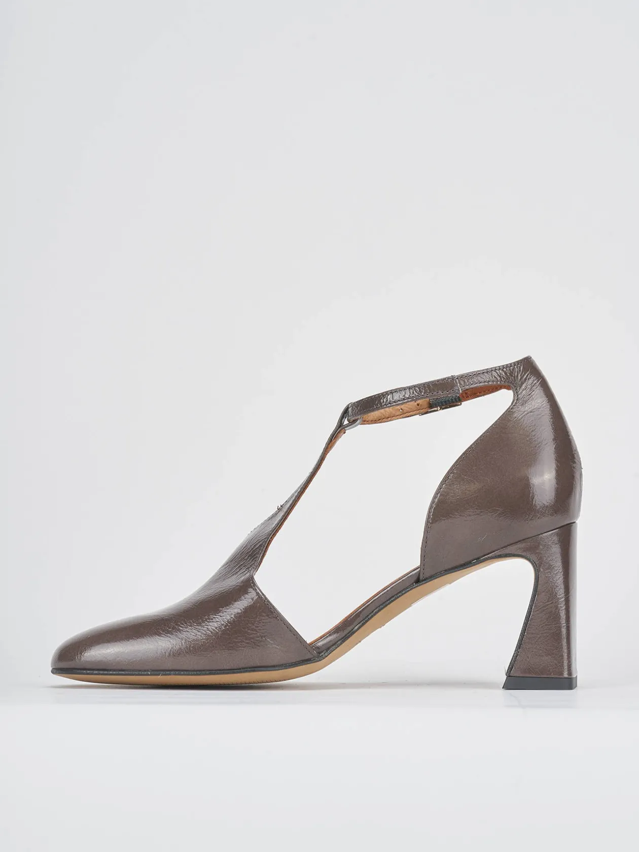 Décolleté e slingback tacco 5cm vernice grigio