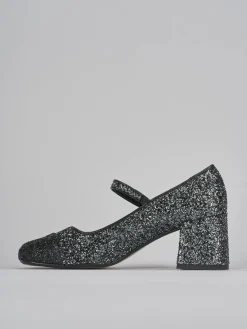 Décolleté e slingback tacco 6cm glitter argento
