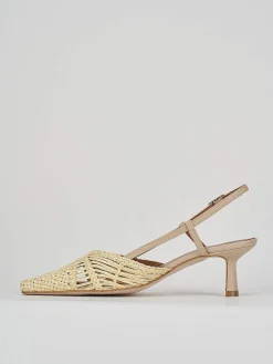 Décolleté e slingback tacco 5cm pelle beige