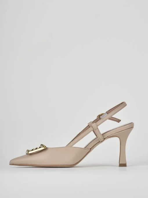 Décolleté e slingback tacco 8cm pelle rosa