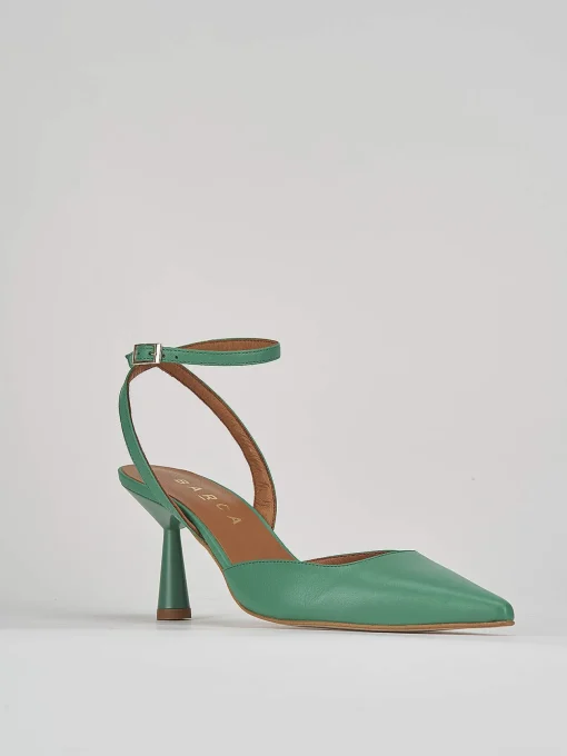 Décolleté e slingback tacco 7cm pelle verde