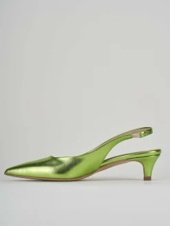 Décolleté e slingback tacco 3cm laminato verde