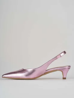 Décolleté e slingback tacco 3cm laminato rosa
