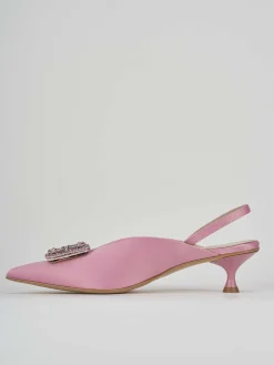 Décolleté e slingback tacco 3cm raso rosa