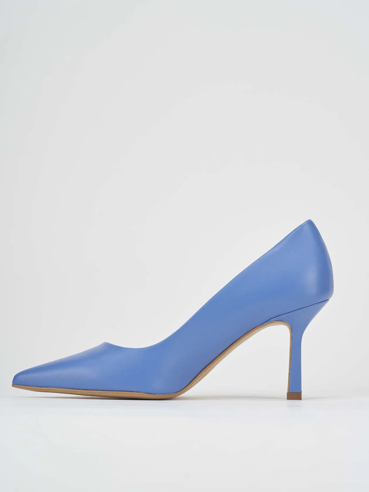 Décolleté e slingback tacco 7cm pelle azzurro