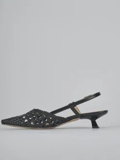 Décolleté e slingback tacco 4cm pelle nero