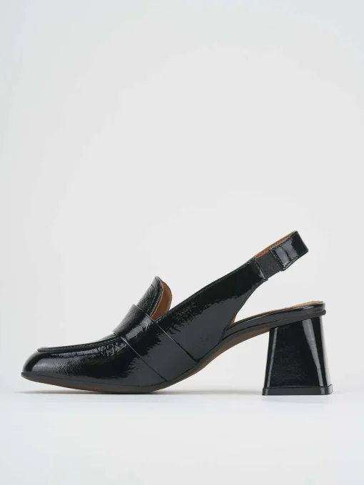 Décolleté e slingback tacco 6cm vernice nero