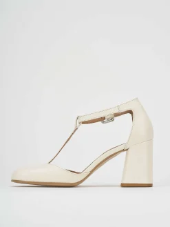 Décolleté e slingback tacco 7cm pelle bianco