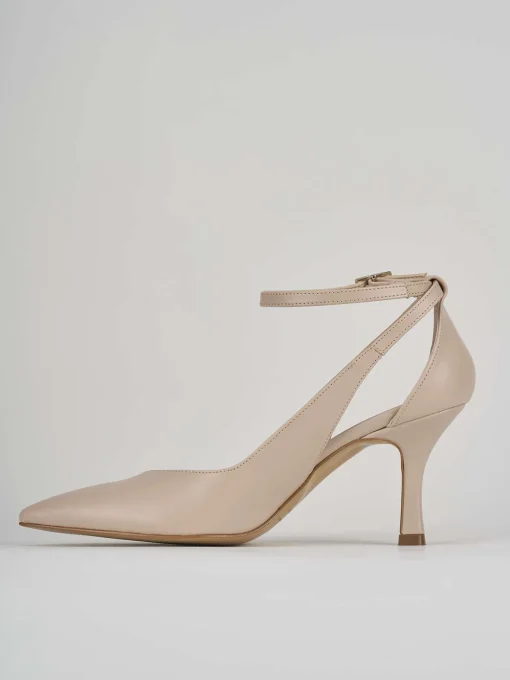 Décolleté e slingback tacco 7cm pelle beige
