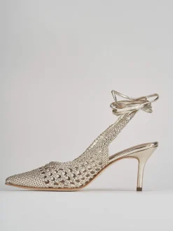 Décolleté e slingback tacco 7cm pelle oro