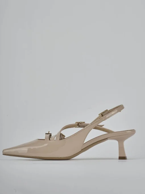 Décolleté e slingback tacco 7cm vernice beige