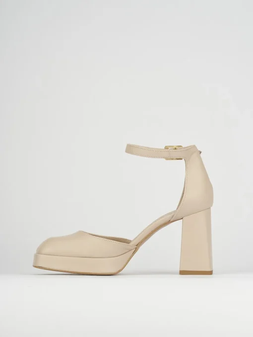 Décolleté e slingback tacco 9cm pelle beige