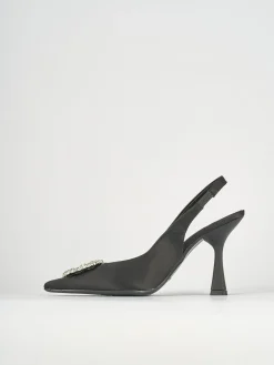 Décolleté e slingback tacco 9cm raso nero