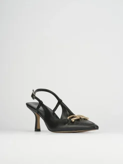 Décolleté e slingback tacco 7cm pelle nero