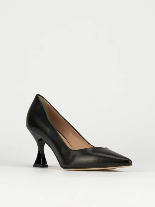 Décolleté e slingback tacco 7cm pelle nero