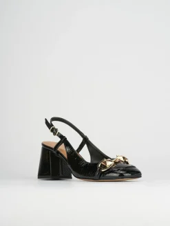 Décolleté e slingback tacco 6cm vernice nero