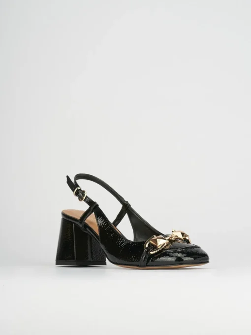 Décolleté e slingback tacco 6cm vernice nero