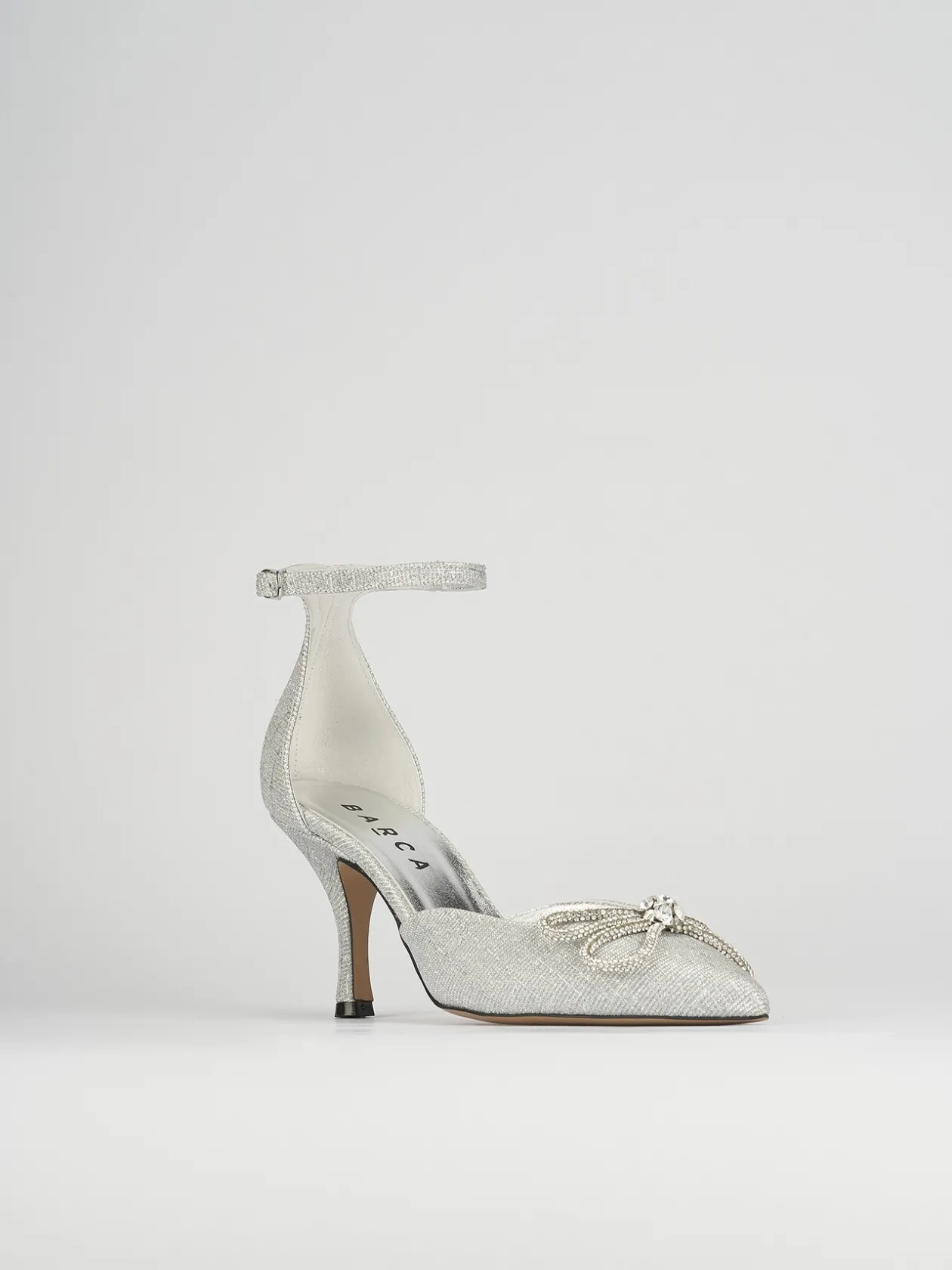 Décolleté e slingback tacco 7cm glitter argento
