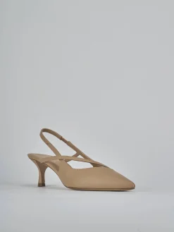 Décolleté e slingback tacco 5cm pelle marrone