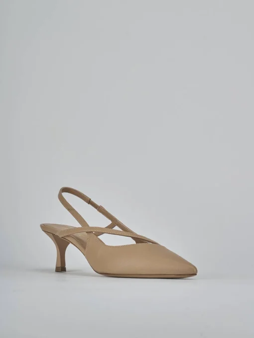 Décolleté e slingback tacco 5cm pelle marrone