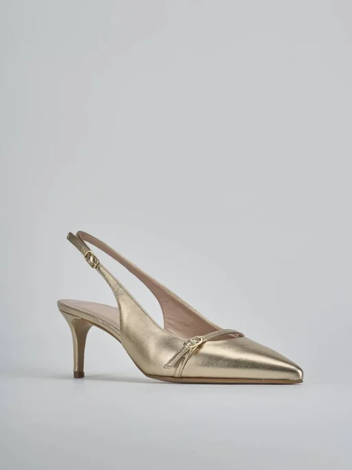 Décolleté e slingback tacco 7cm pelle oro