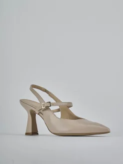 Décolleté e slingback tacco 7cm pelle beige