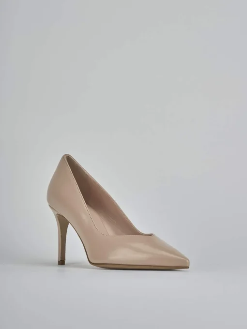 Décolleté e slingback tacco 7cm pelle marrone