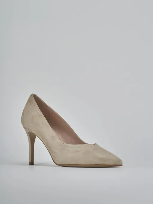 Décolleté e slingback tacco 7cm camoscio beige
