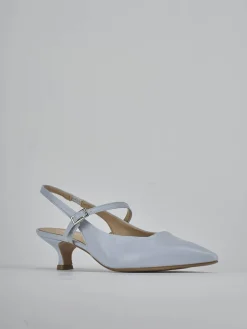 Décolleté e slingback tacco 4cm pelle azzurro