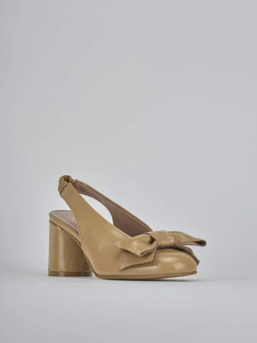 Décolleté e slingback tacco 8cm pelle marrone