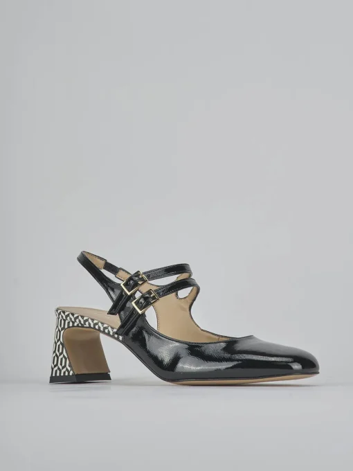 Décolleté e slingback tacco 5cm vernice nero