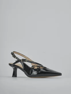 Décolleté e slingback tacco 7cm vernice nero
