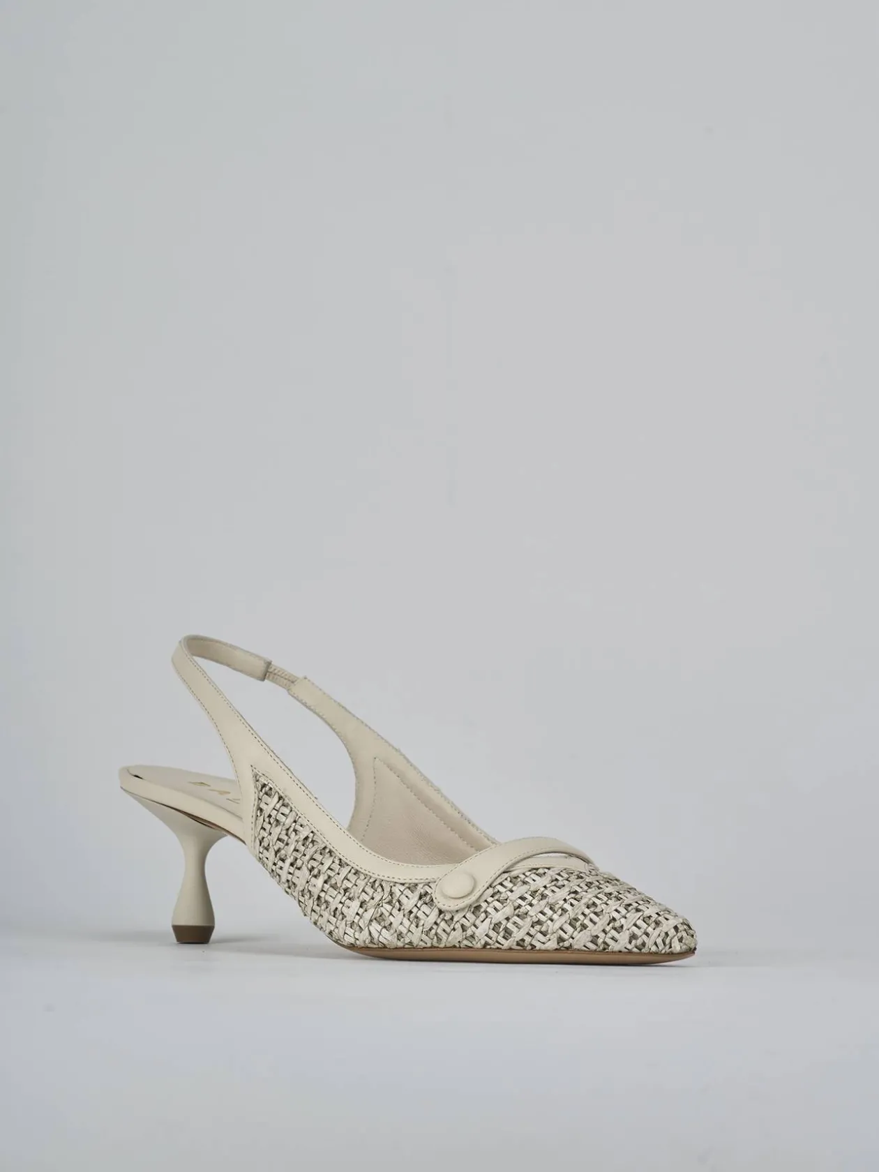 Décolleté e slingback tacco 5cm pelle beige