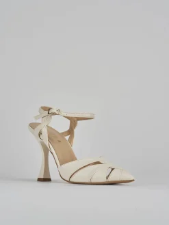 Décolleté e slingback tacco 9cm pelle bianco