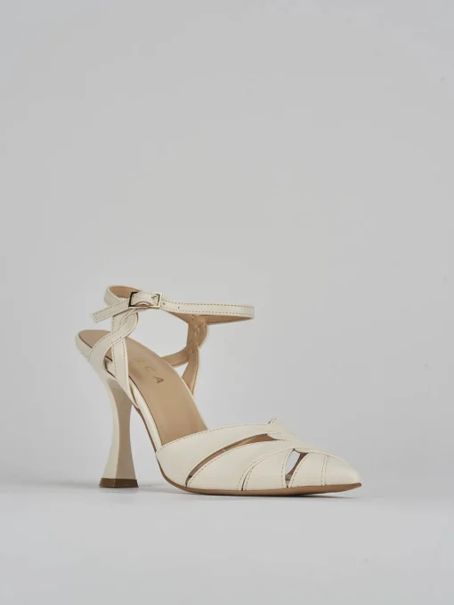 Décolleté e slingback tacco 9cm pelle bianco