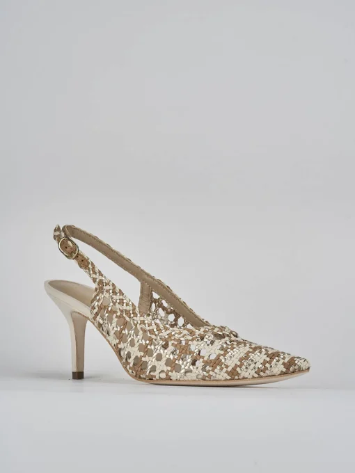 Décolleté e slingback tacco 7cm pelle beige