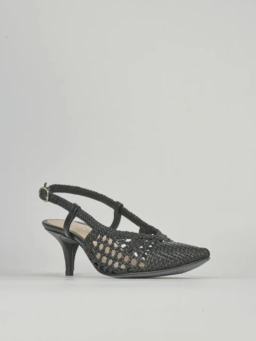Décolleté e slingback tacco 5cm pelle nero