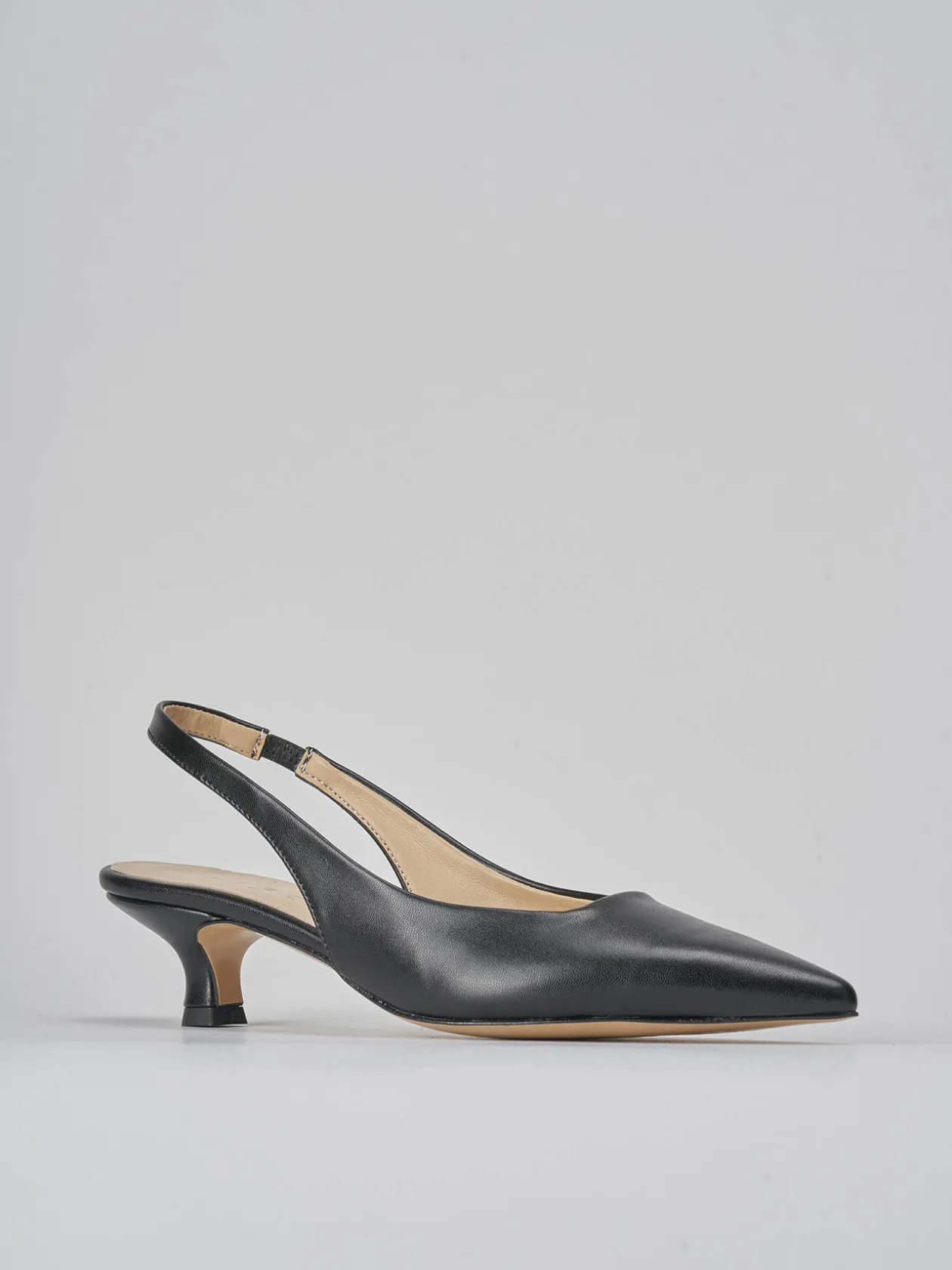 Décolleté e slingback tacco 3cm pelle nero