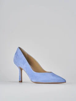 Décolleté e slingback tacco 7cm camoscio jeans
