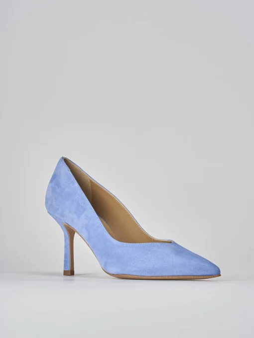 Décolleté e slingback tacco 7cm camoscio jeans