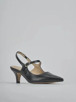 Décolleté e slingback tacco 4cm pelle nero