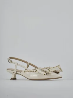 Décolleté e slingback tacco 4cm vernice bianco