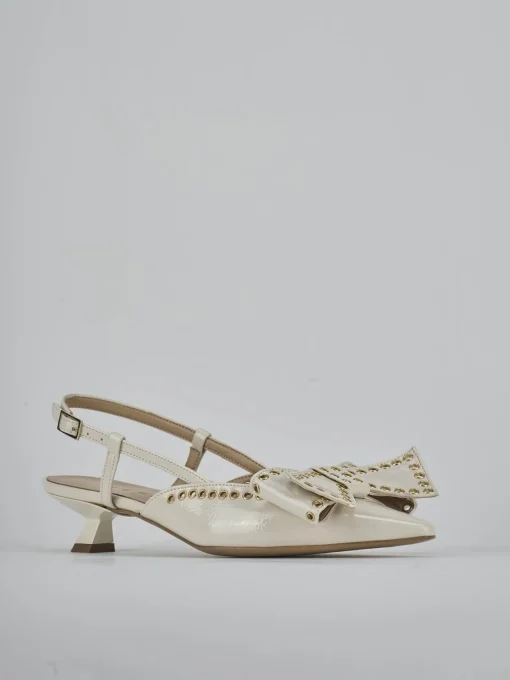 Décolleté e slingback tacco 4cm vernice bianco