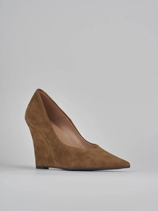 Décolleté e slingback tacco 9cm camoscio marrone